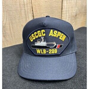 USCGC ASPEN Coast Guard WLB-208 Snapback Hat/Cap Made In USA Navy Blue